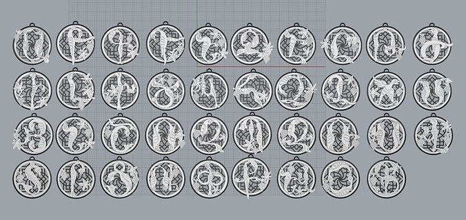 Armenian Letters Pendants 3D print model