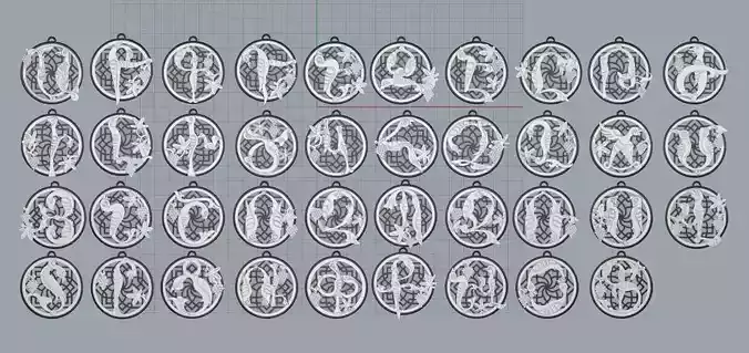 Armenian Letters Pendants 3D print model