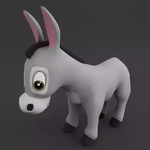 Donkey Cartoon Low-poly 3D model