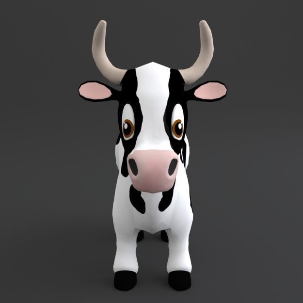 Cow Cartoon Low-poly 3D model_3