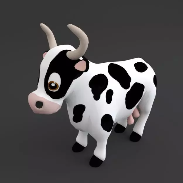 Cow Cartoon Low-poly 3D model_0