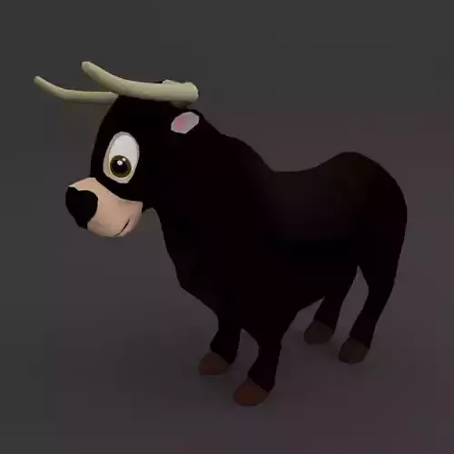 Bull Cartoon Low-poly 3D model