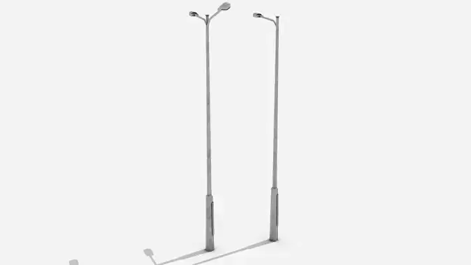 Street Assets - Double and Single Lamp Post Low-poly 3D model