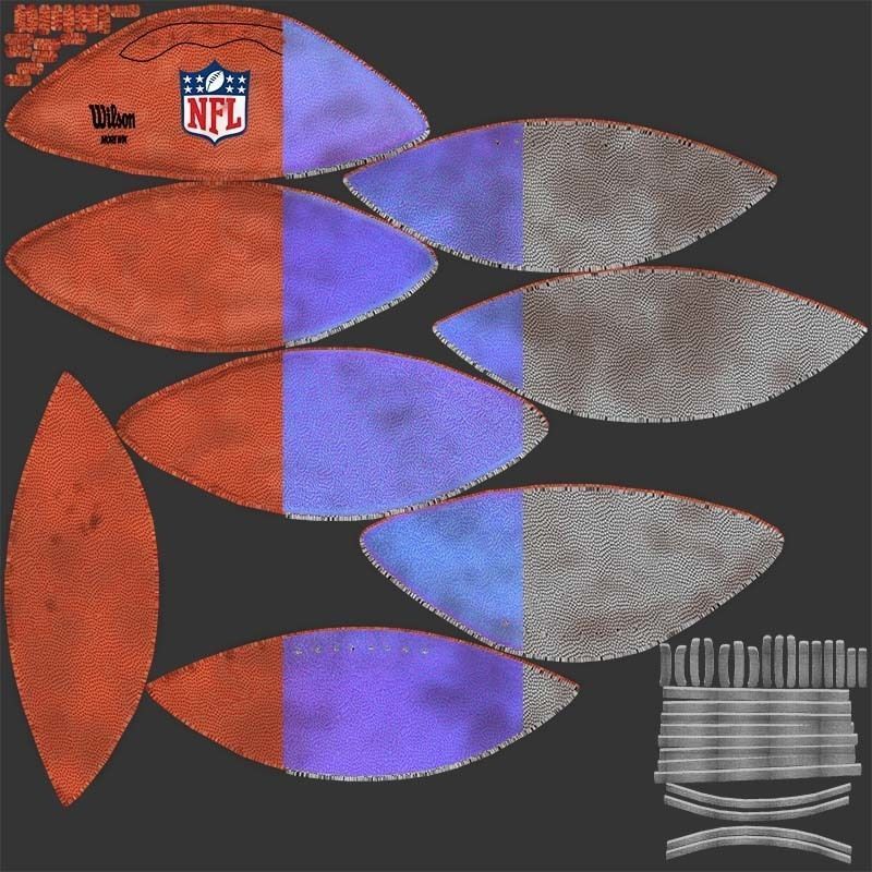 american football ball Low-poly 3D model_3