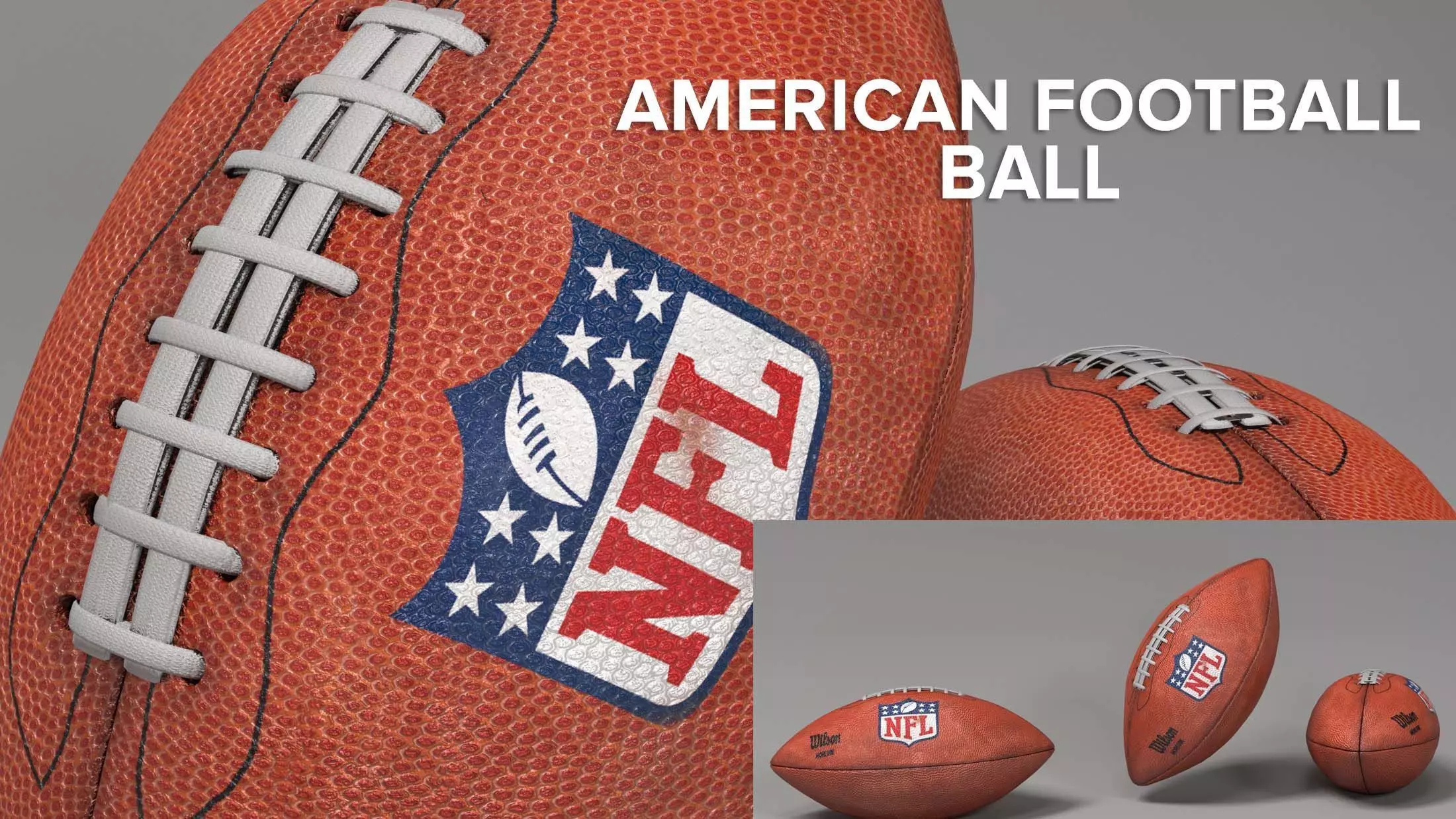 american football ball Low-poly 3D model_0