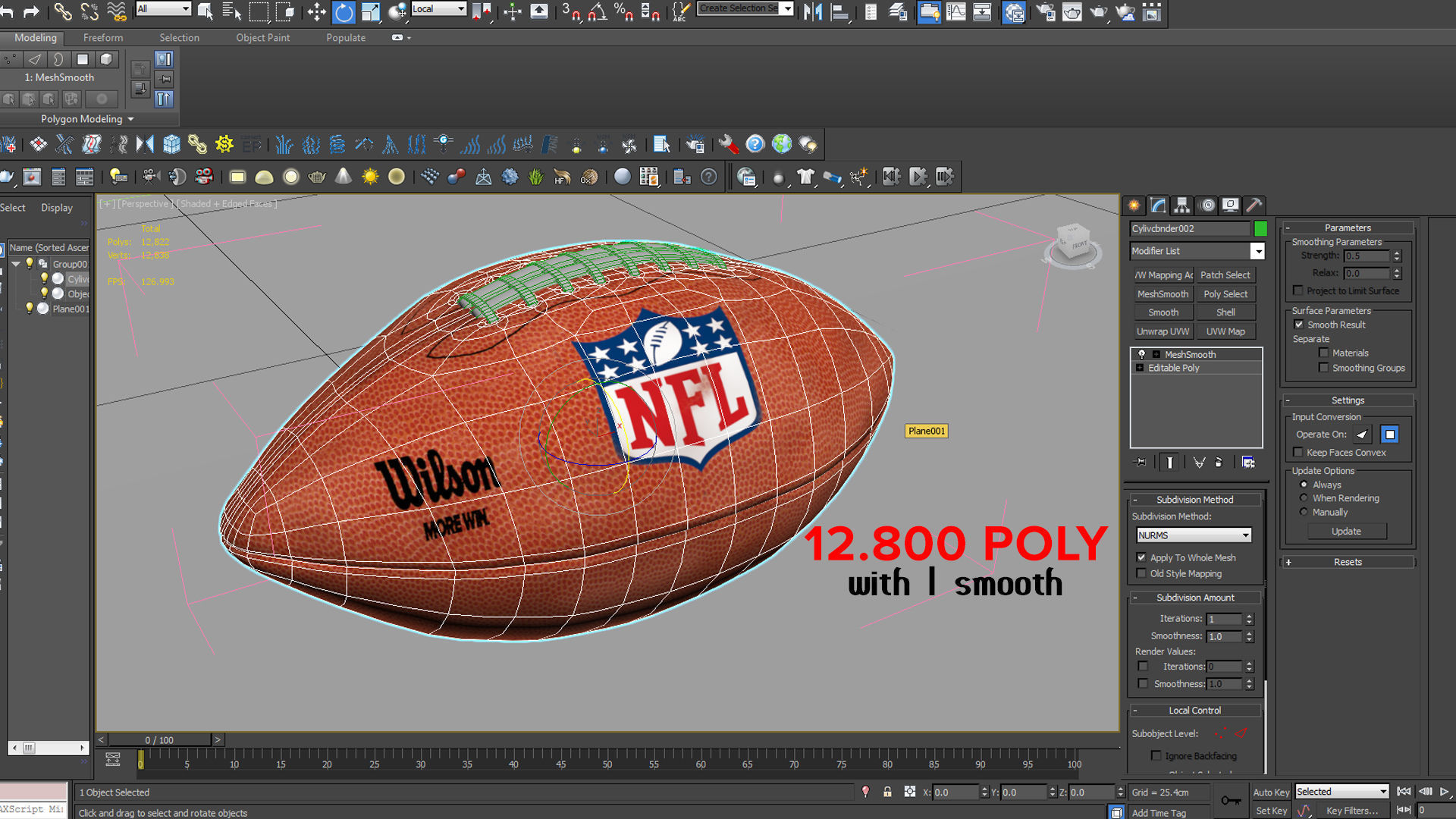 american football ball Low-poly 3D model_9