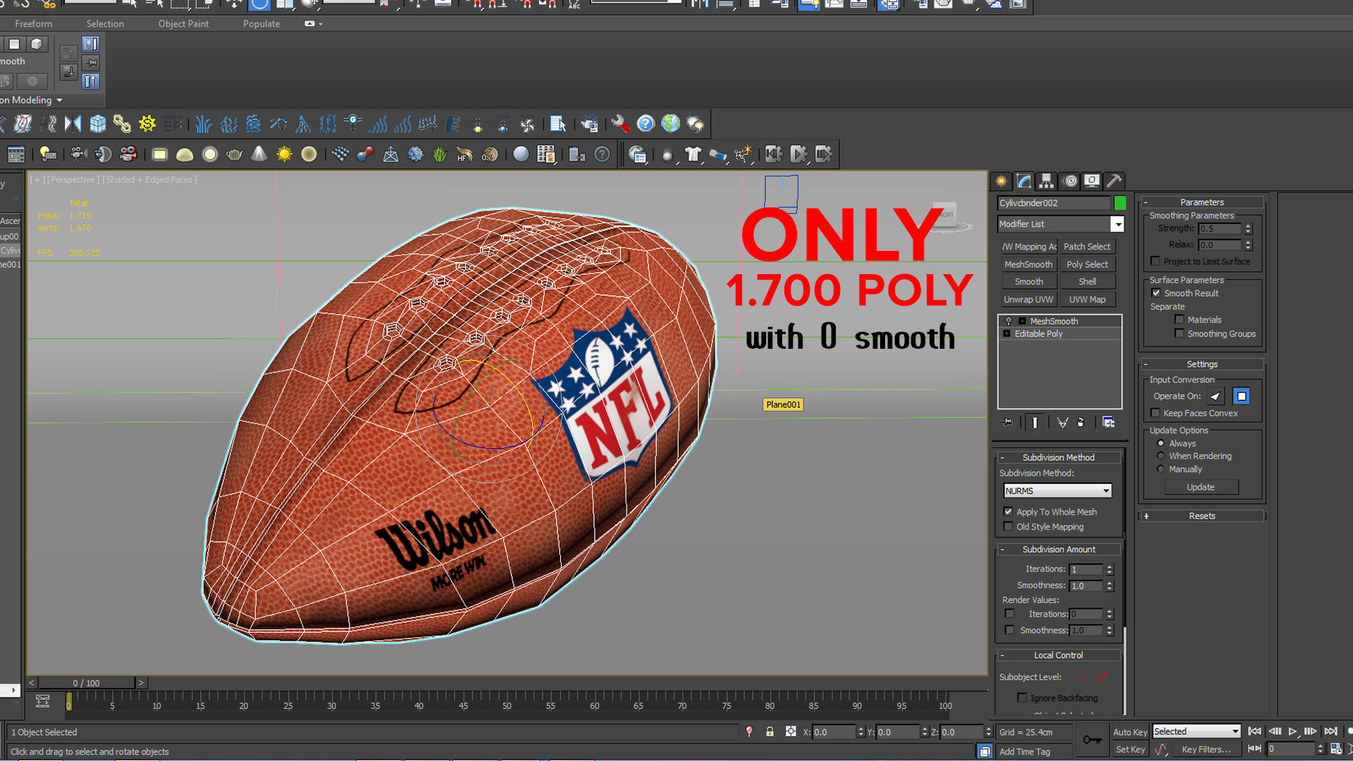 american football ball Low-poly 3D model_8