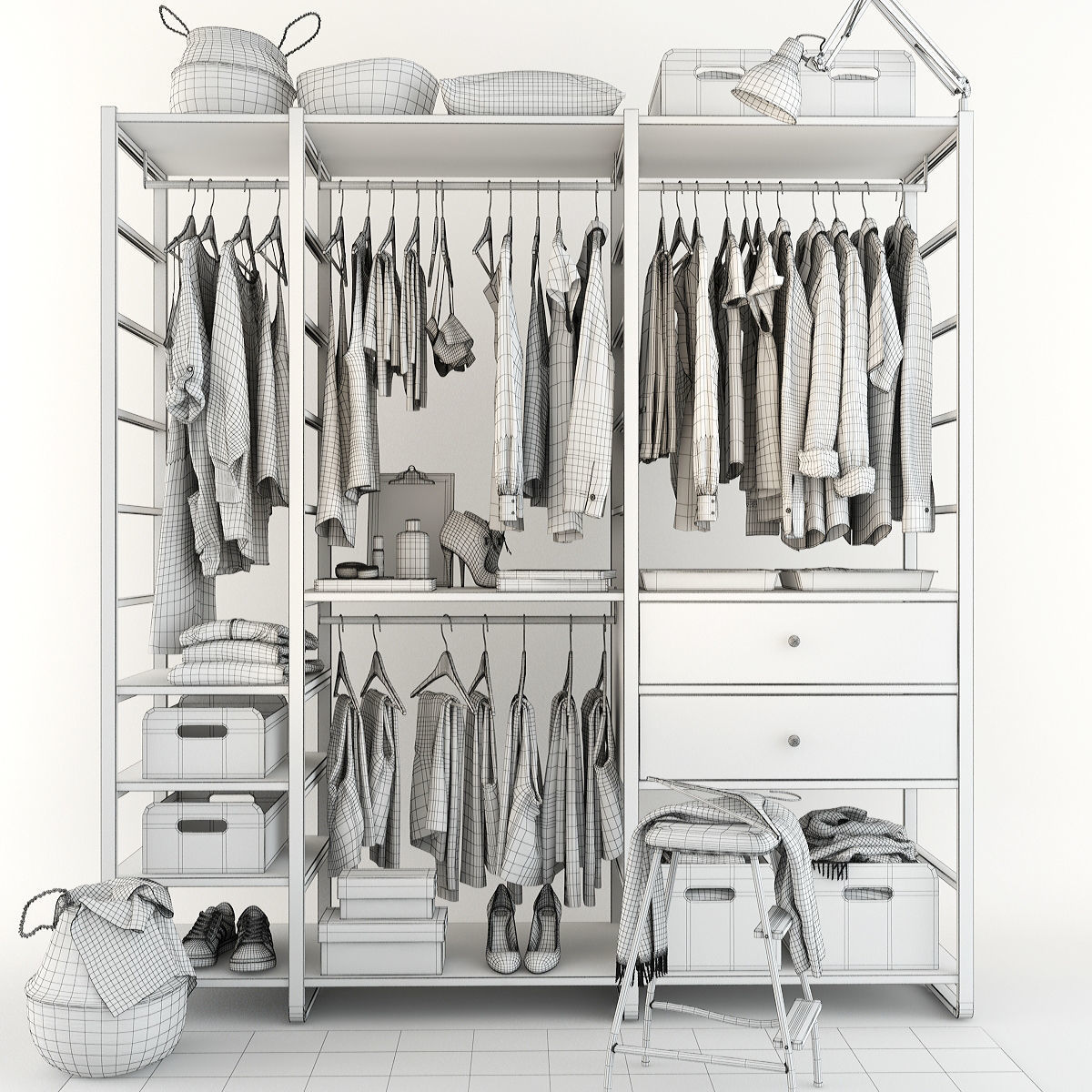 Collection of Clothes 9set 3D model_13