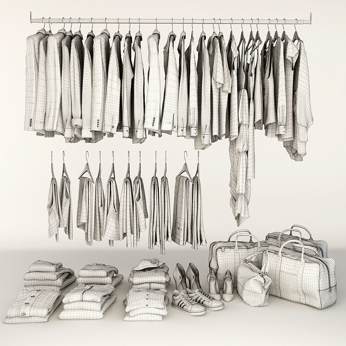 Collection of Clothes 9set 3D model_58