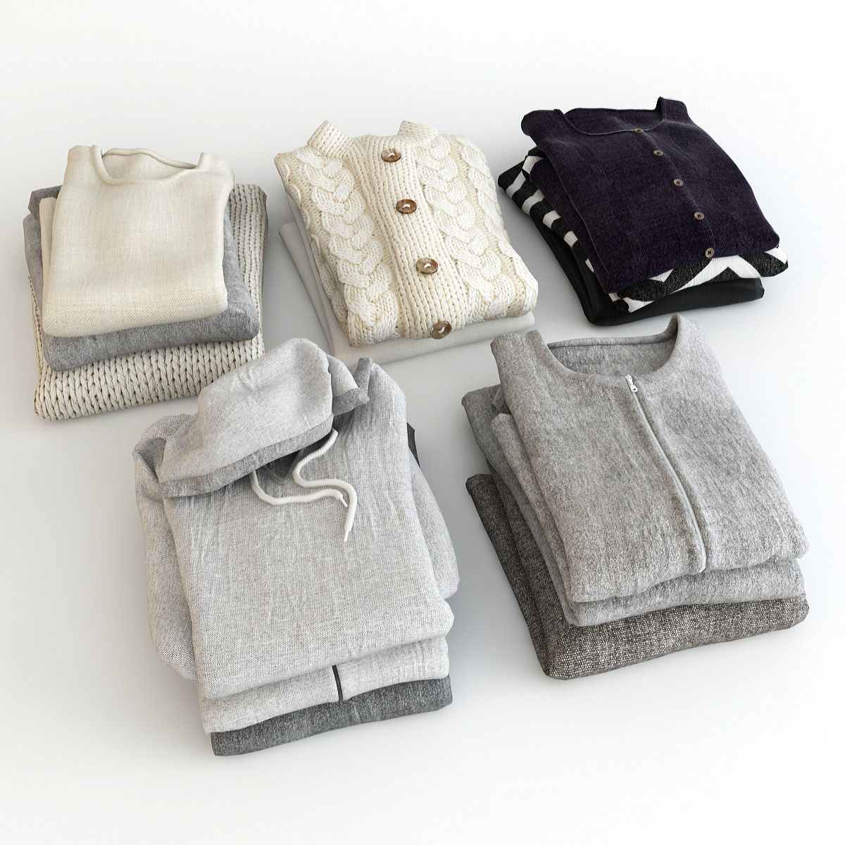 Collection of Clothes 9set 3D model_69