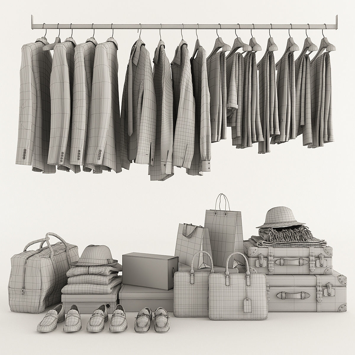 Collection of Clothes 9set 3D model_19
