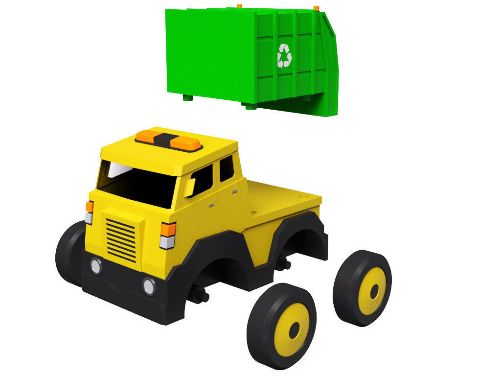 Toy Garbage Truck 3D model_11