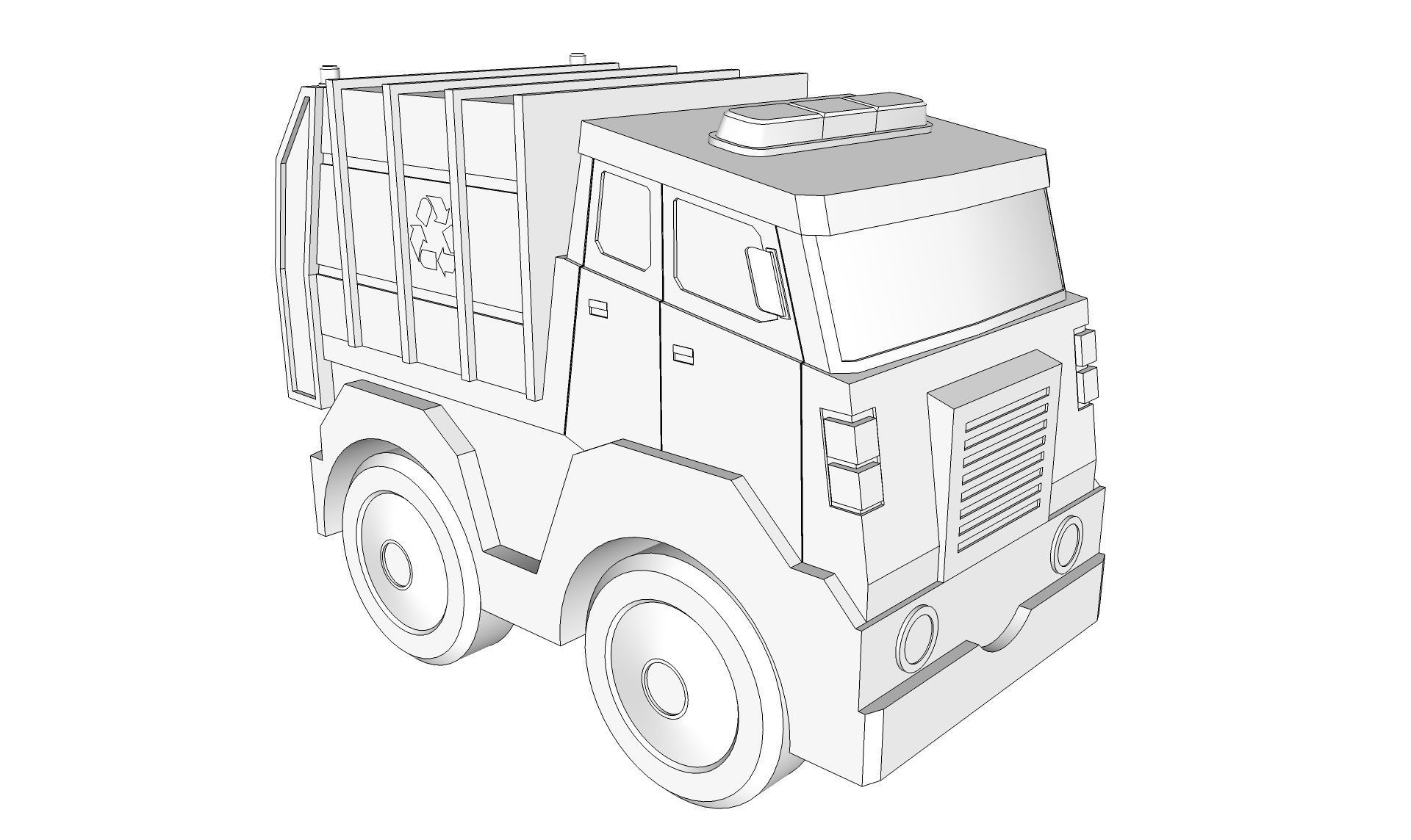 Toy Garbage Truck 3D model_12