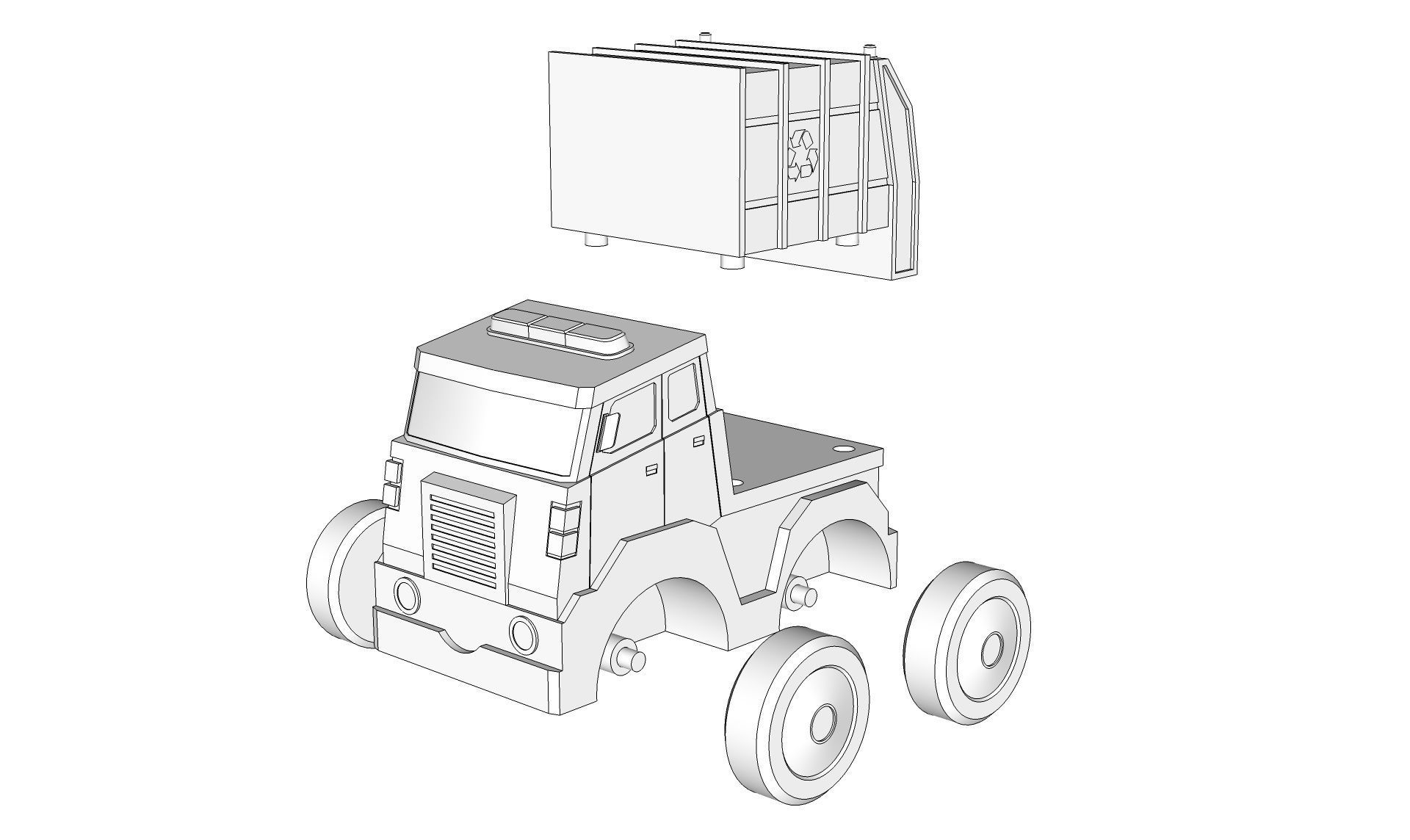 Toy Garbage Truck 3D model_19