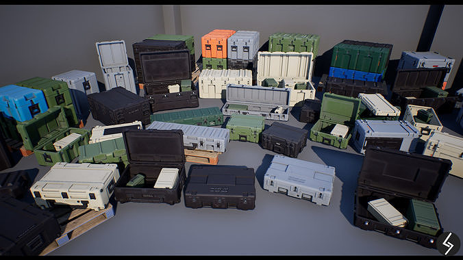 Military Cases Pack  UE4 Unity Low-poly 3D model