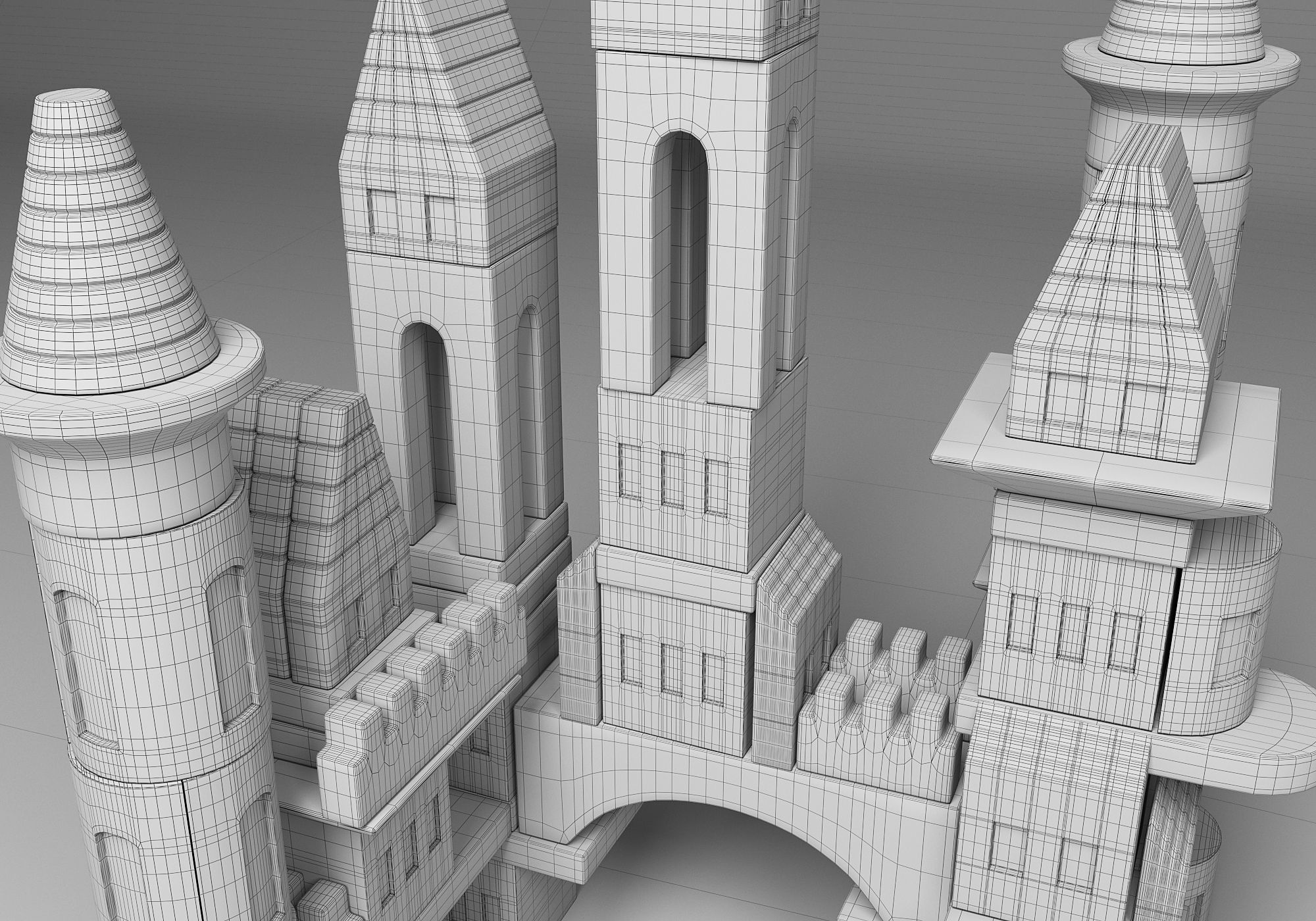 FAO Schwarz Wooden Castle Building Blocks Set Toy  3D model_13