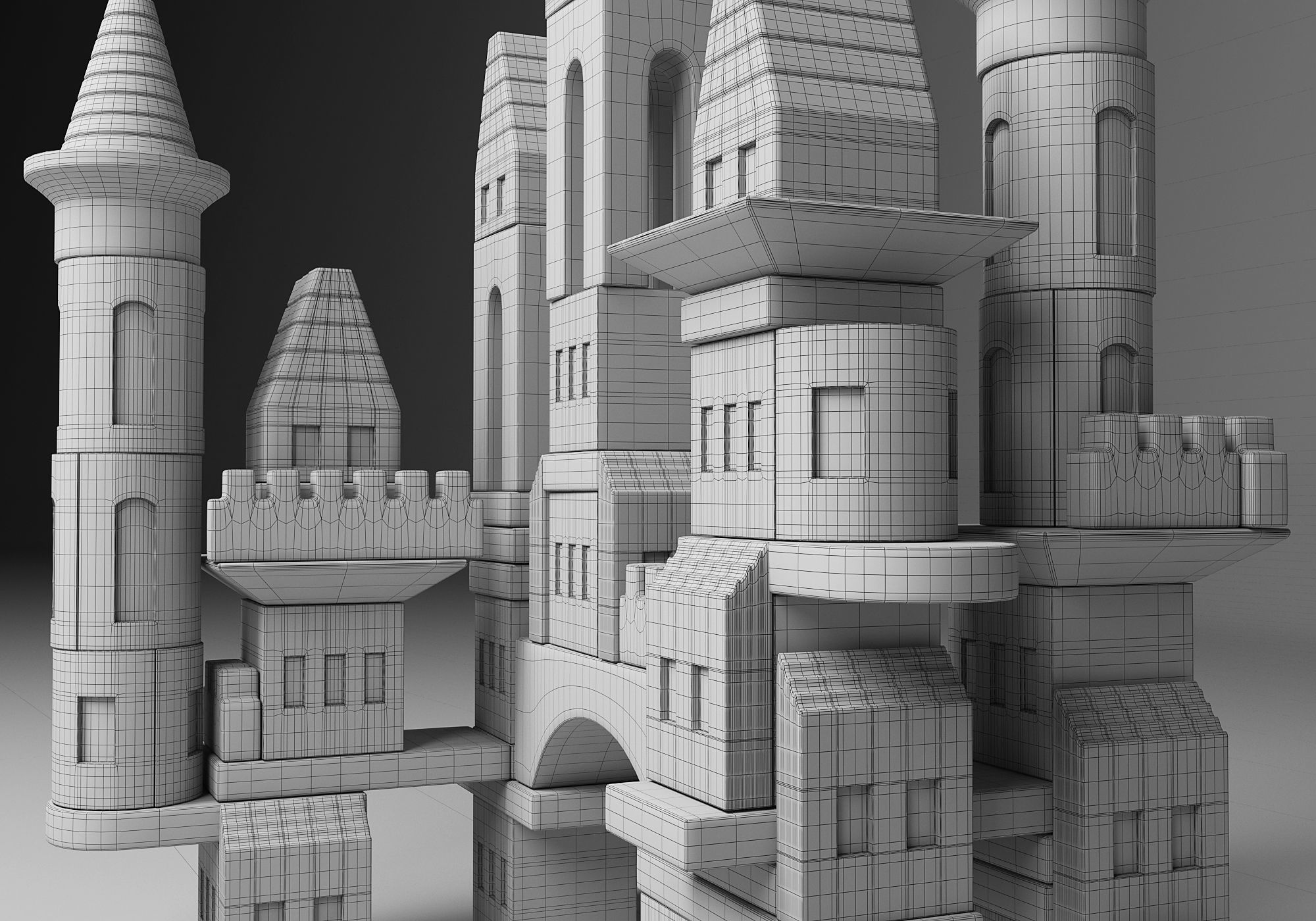 FAO Schwarz Wooden Castle Building Blocks Set Toy  3D model_11