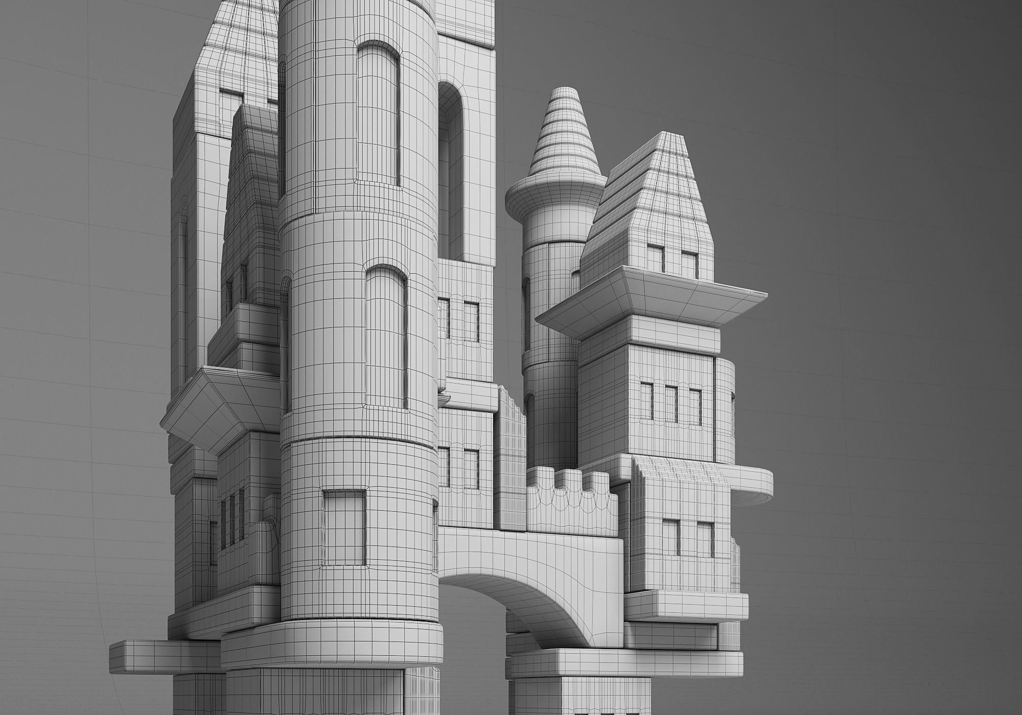 FAO Schwarz Wooden Castle Building Blocks Set Toy  3D model_5