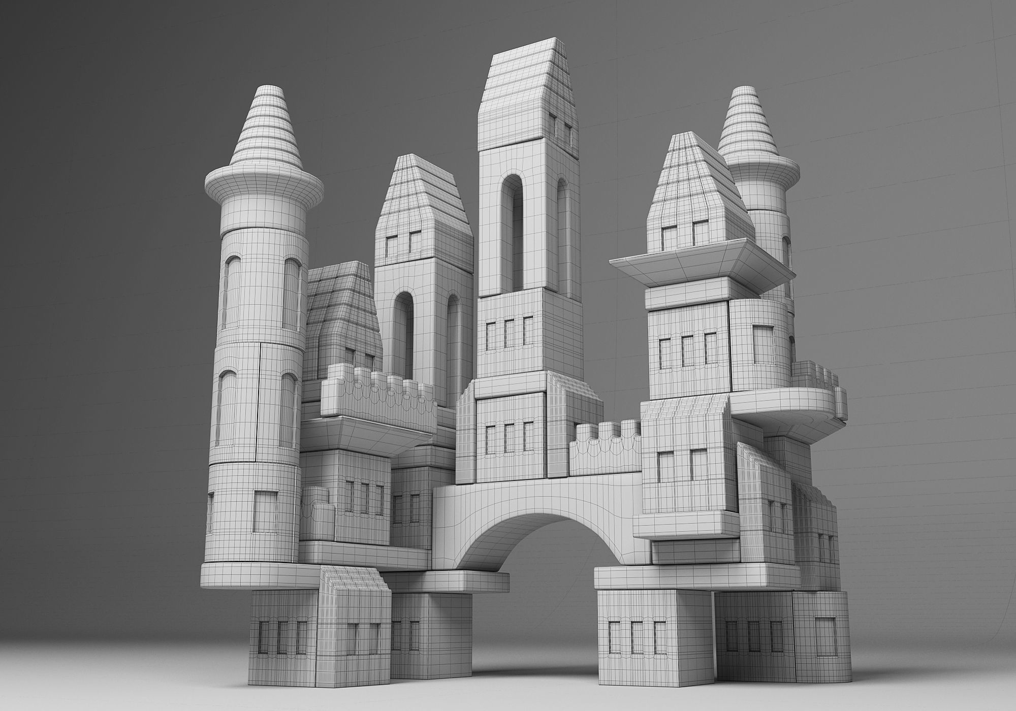 FAO Schwarz Wooden Castle Building Blocks Set Toy  3D model_9