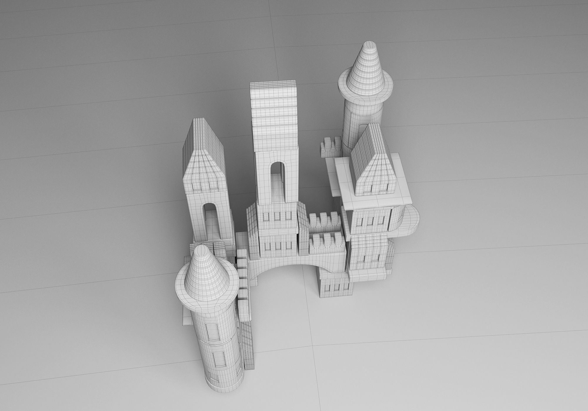 FAO Schwarz Wooden Castle Building Blocks Set Toy  3D model_7