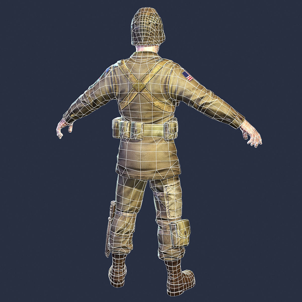 American Soldier World War Low Poly Low-poly 3D model_14