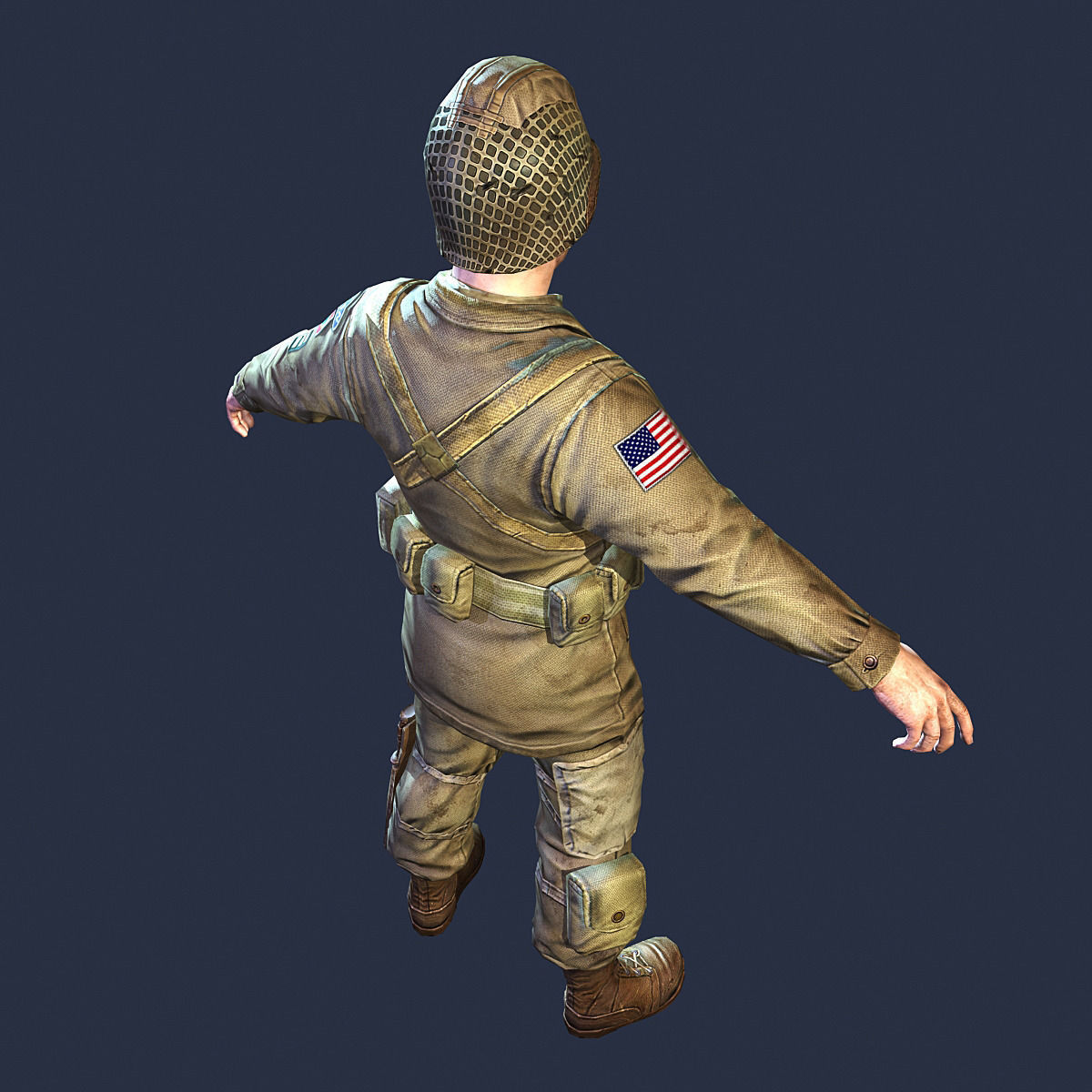 American Soldier World War Low Poly Low-poly 3D model_6