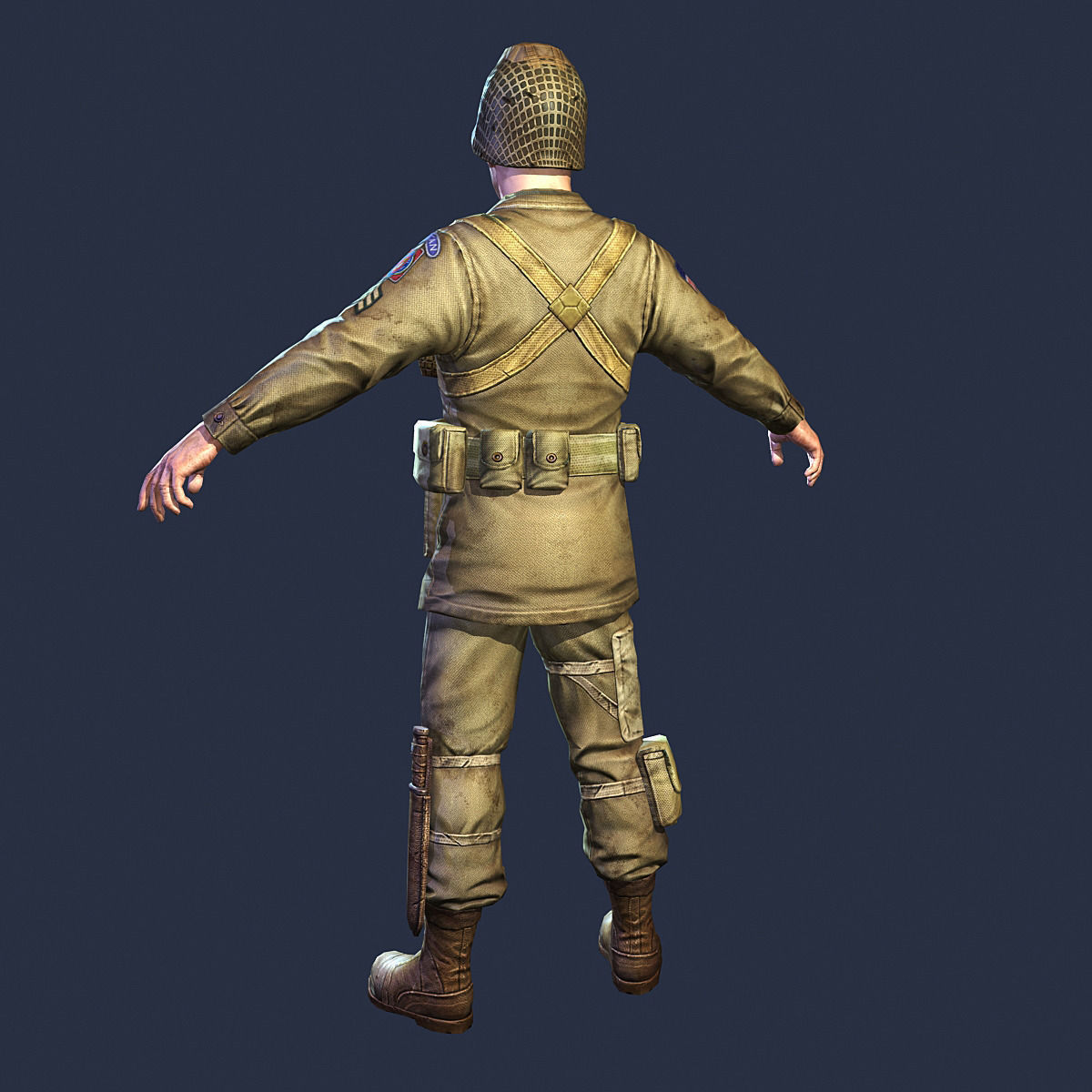 American Soldier World War Low Poly Low-poly 3D model_5