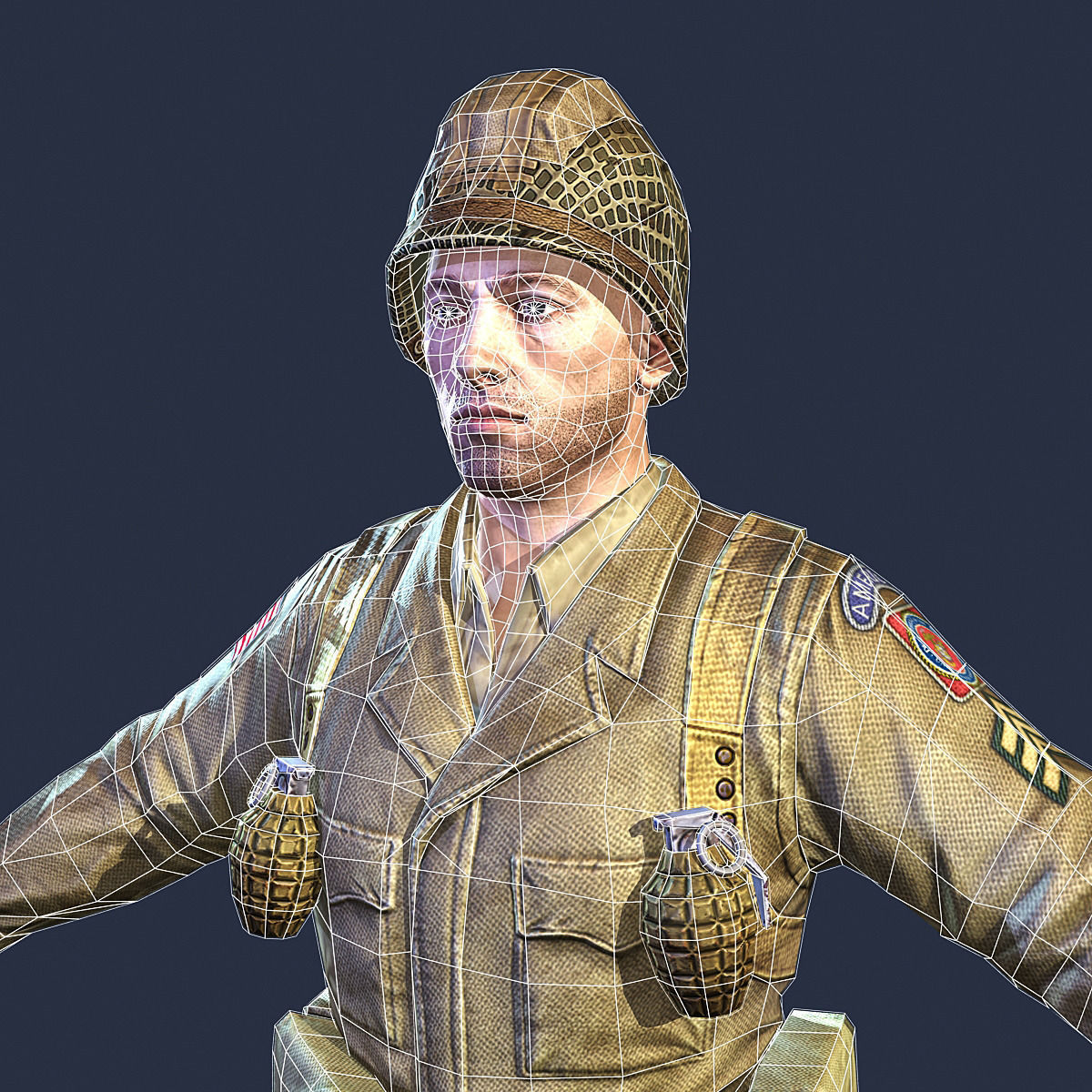 American Soldier World War Low Poly Low-poly 3D model_15