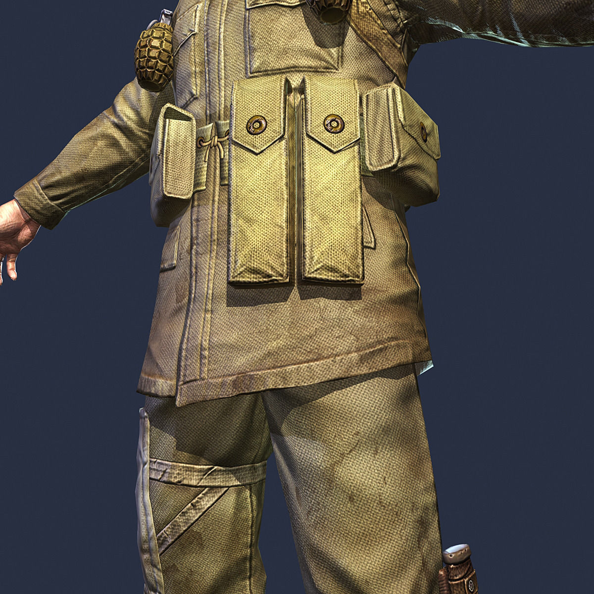 American Soldier World War Low Poly Low-poly 3D model_9