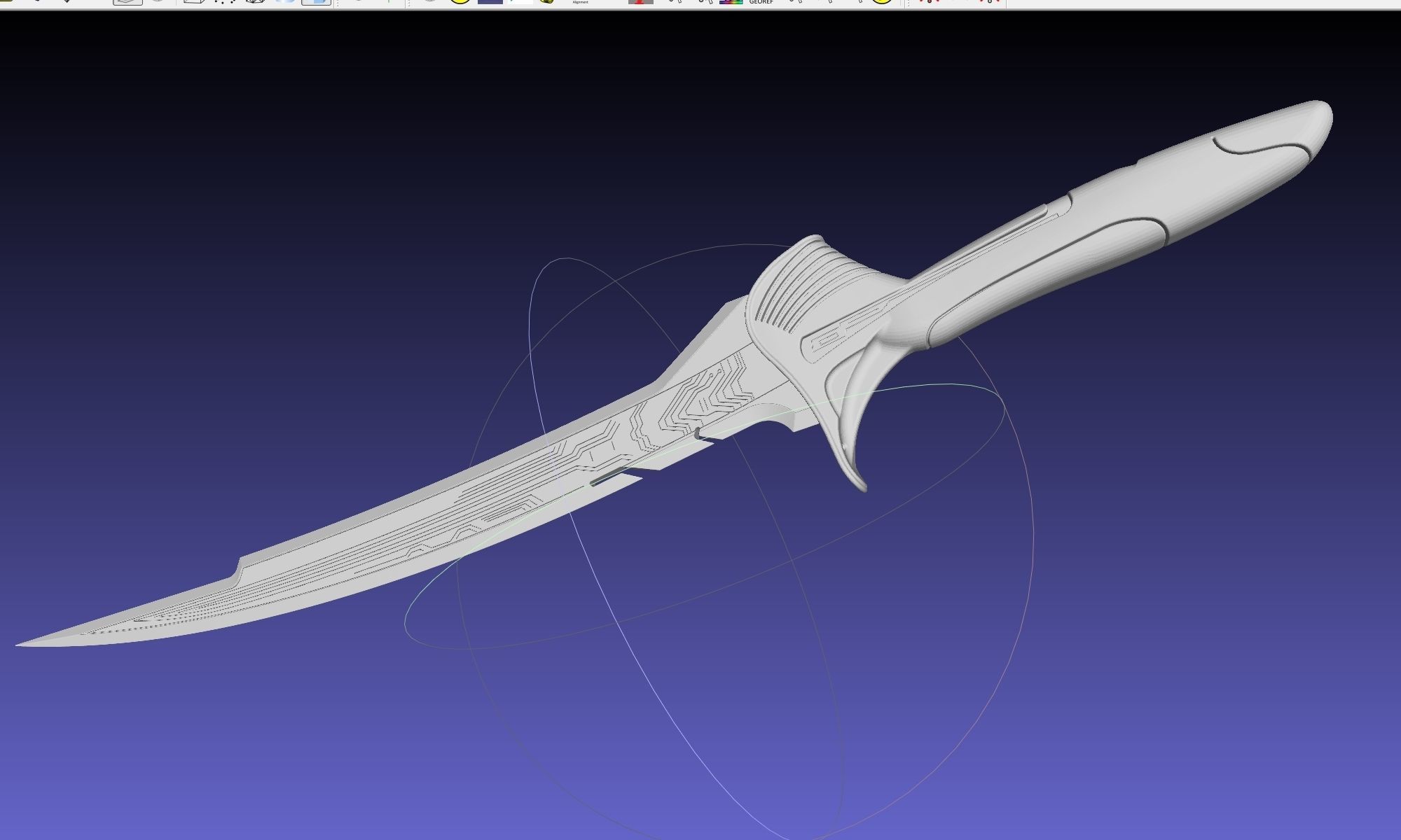 Alita Battle Angel Damaskus Sword Movie Version Assembly 3D print model_2