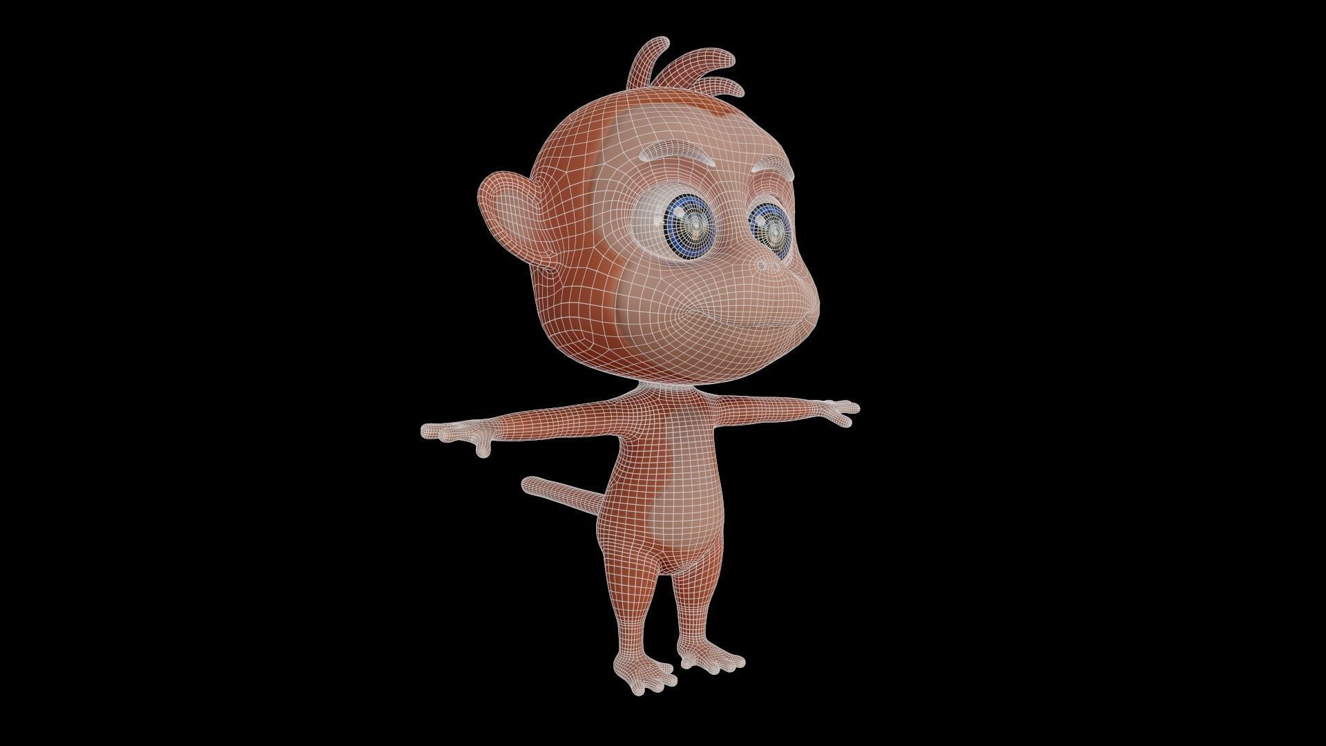 Asset - Cartoons - Animal - Monkey - Rig 3D model_6