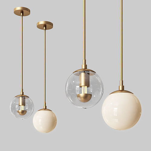 Modo Mono Pendant Brass and Clear Glass 3D model