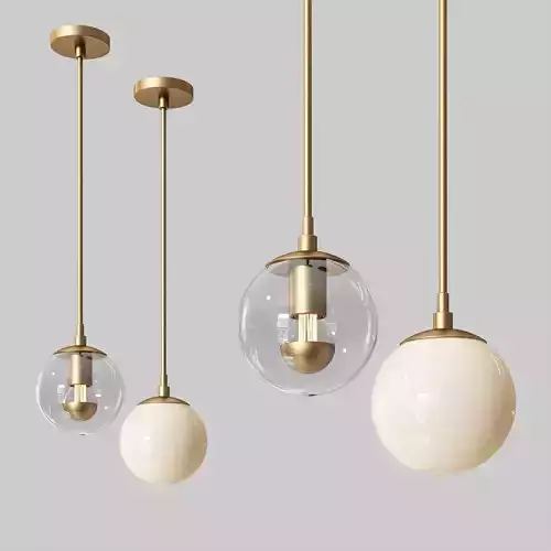 Modo Mono Pendant Brass and Clear Glass 3D model