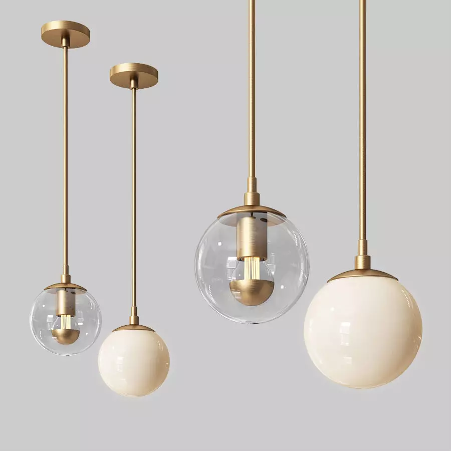 Modo Mono Pendant Brass and Clear Glass 3D model_0