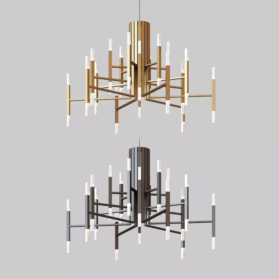 The Light LED Chandelier Black and Gold 3D model_0