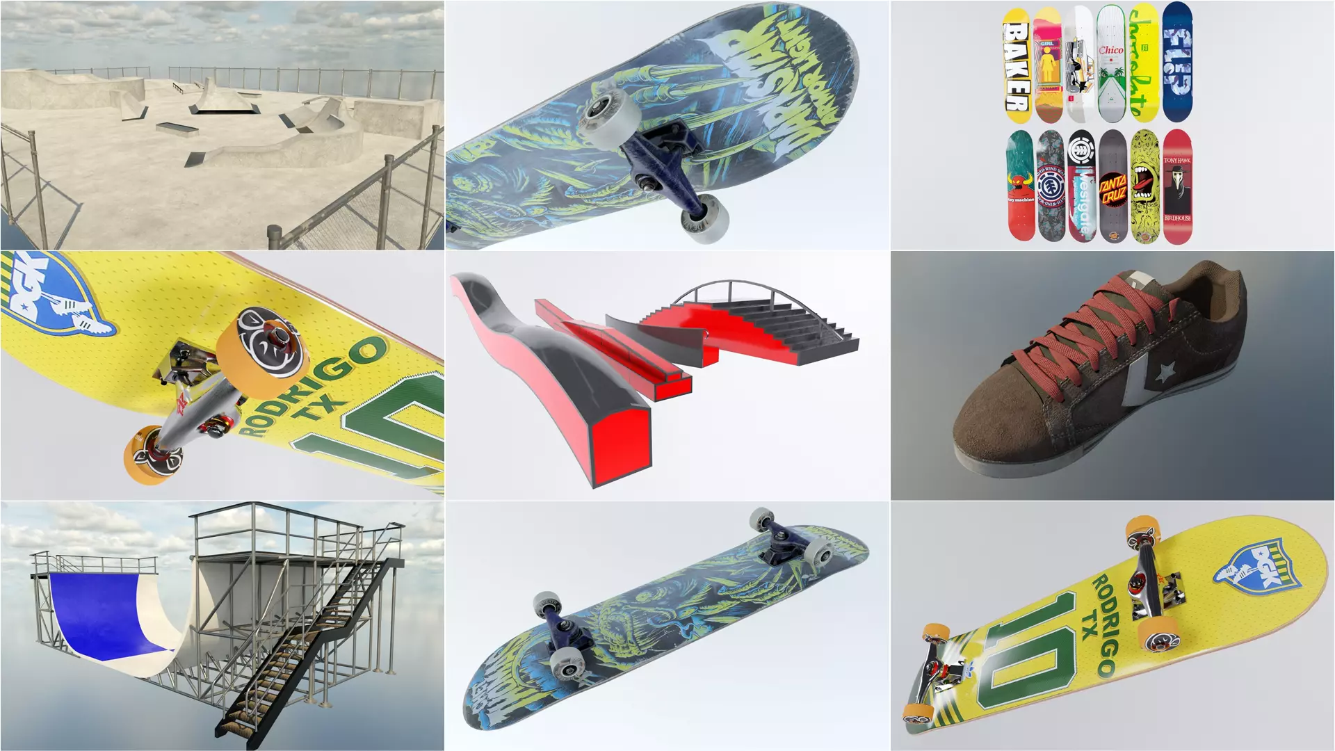 Skateboard Collection 3D Model Pack