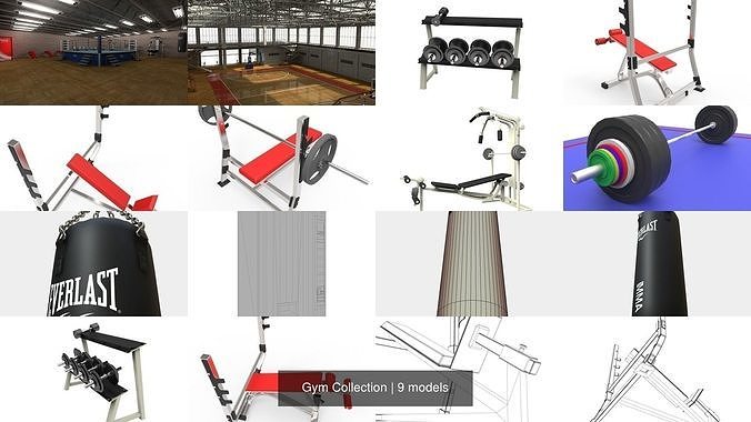 Gym Exercise Workout Pack 3D Model Collection