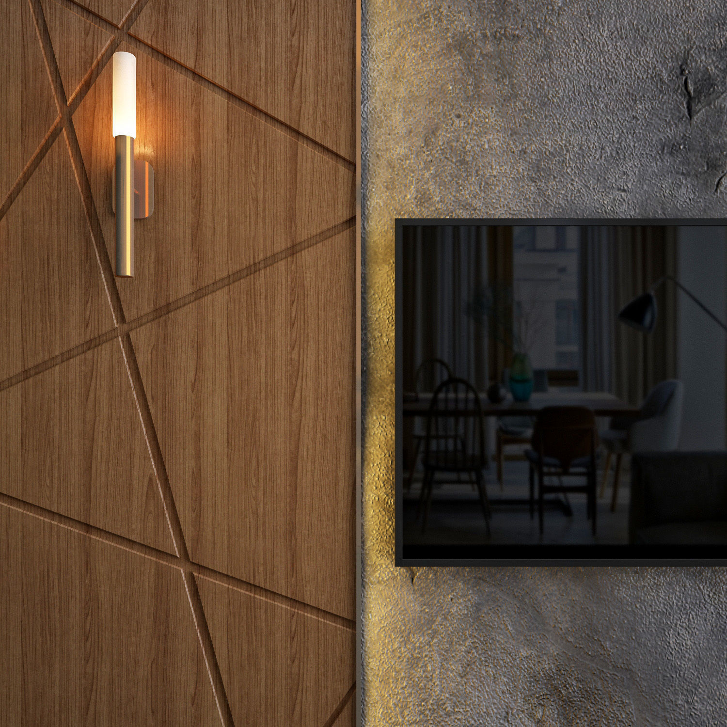 Wood and Stone Panel 3D model_1