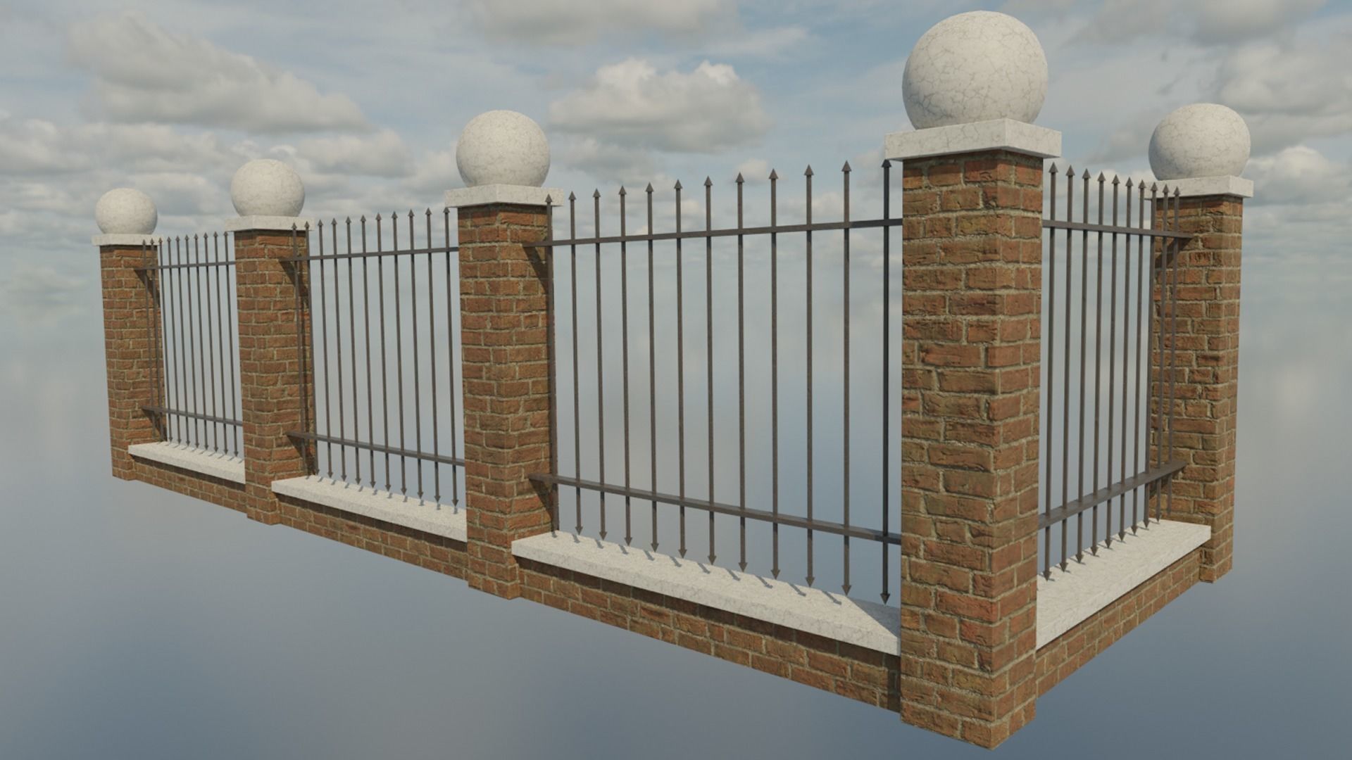 Fence Collection brick with two iron balls _7