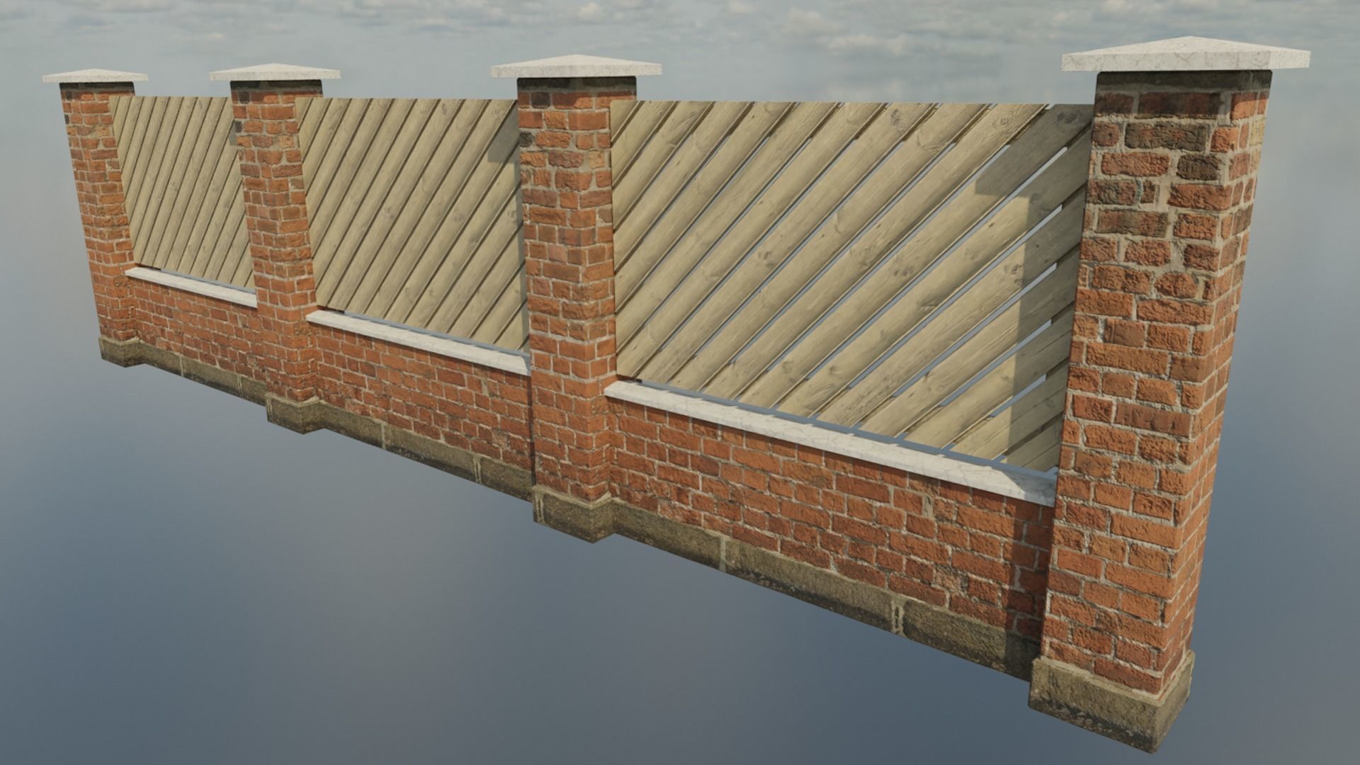 Fence Collection brick with two iron balls _4