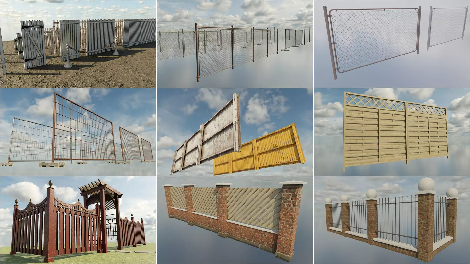 Fence Collection brick with two iron balls _0