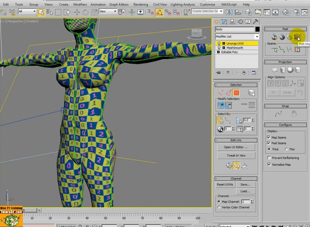 3dsmax 2014 Unwrap Pelt Spline Unfold V 36 MP4 3D model_18