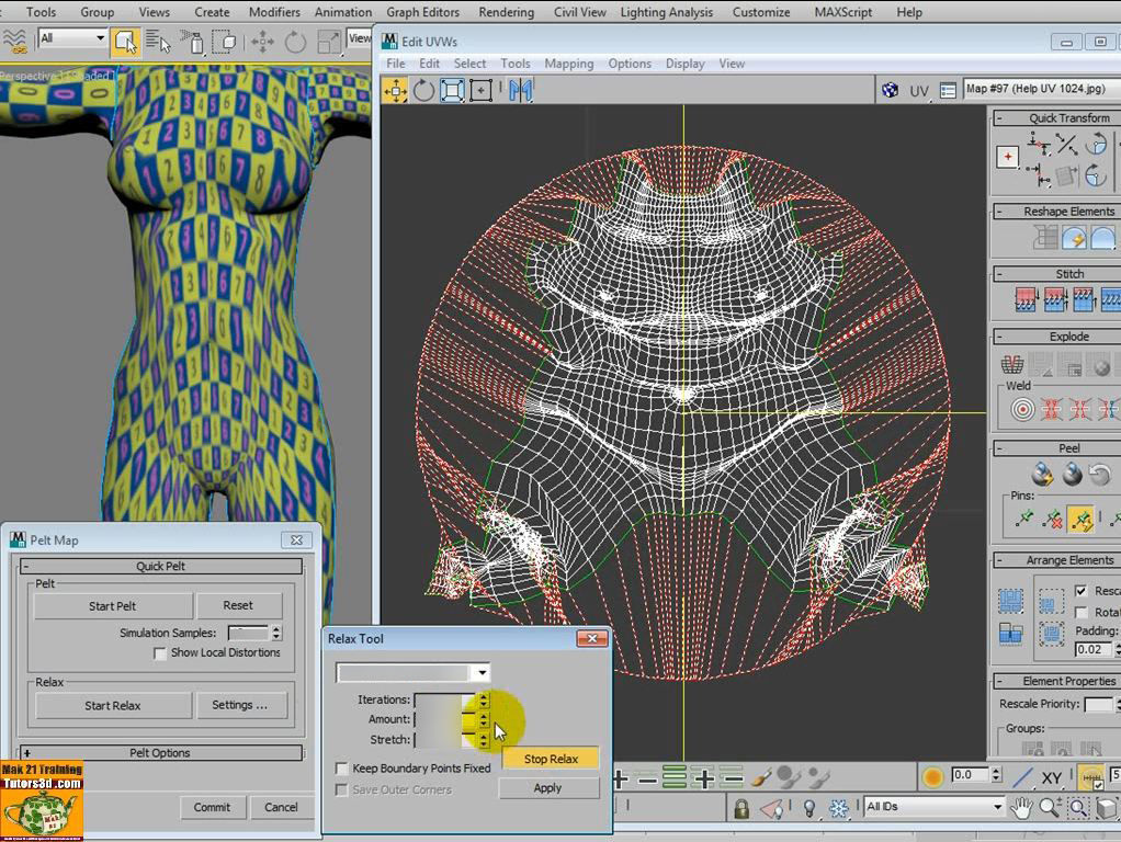3dsmax 2014 Unwrap Pelt Spline Unfold V 36 MP4 3D model_33