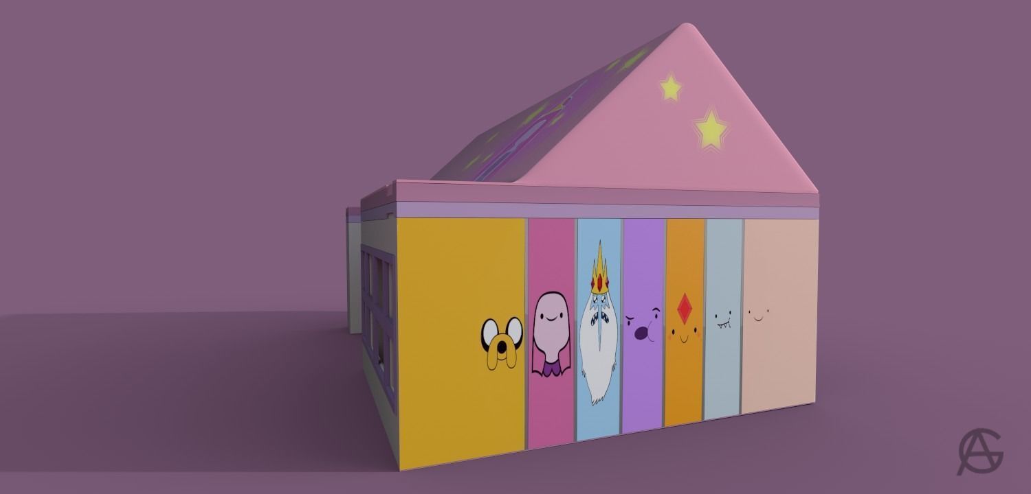 Dollhouse house with roof 3D print model_2