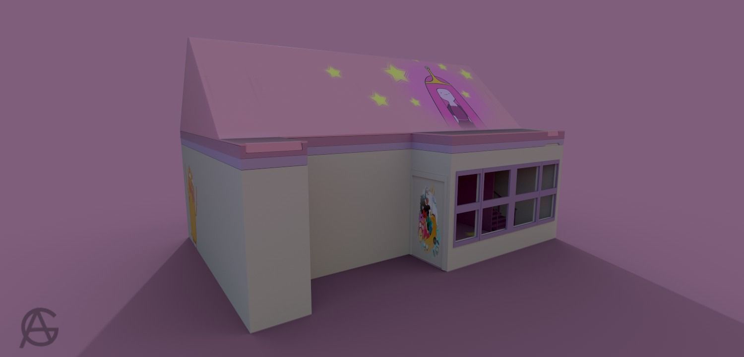 Dollhouse house with roof 3D print model_1