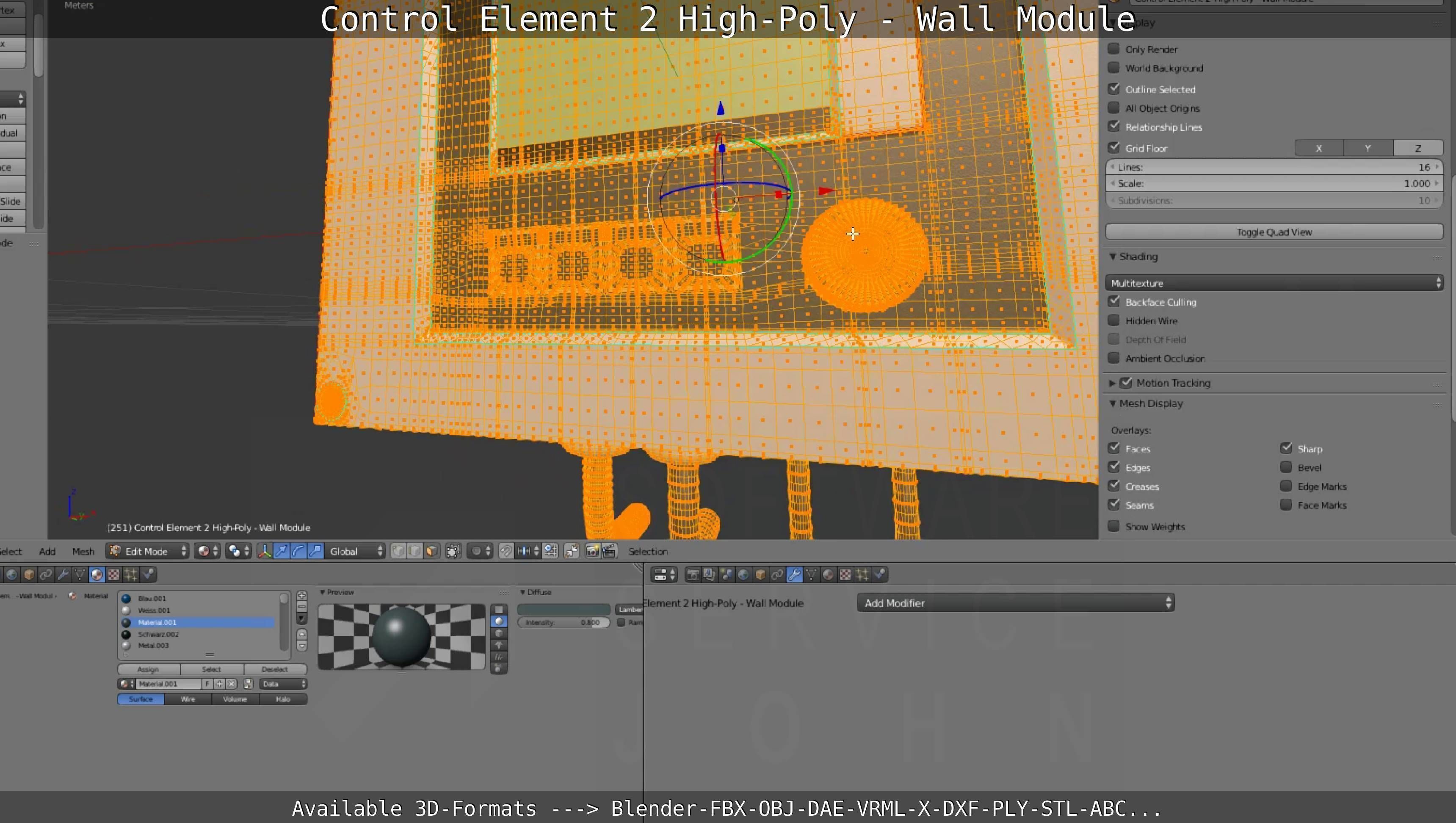 Control Element 2 - Wall Module - High-Poly  3D model_129