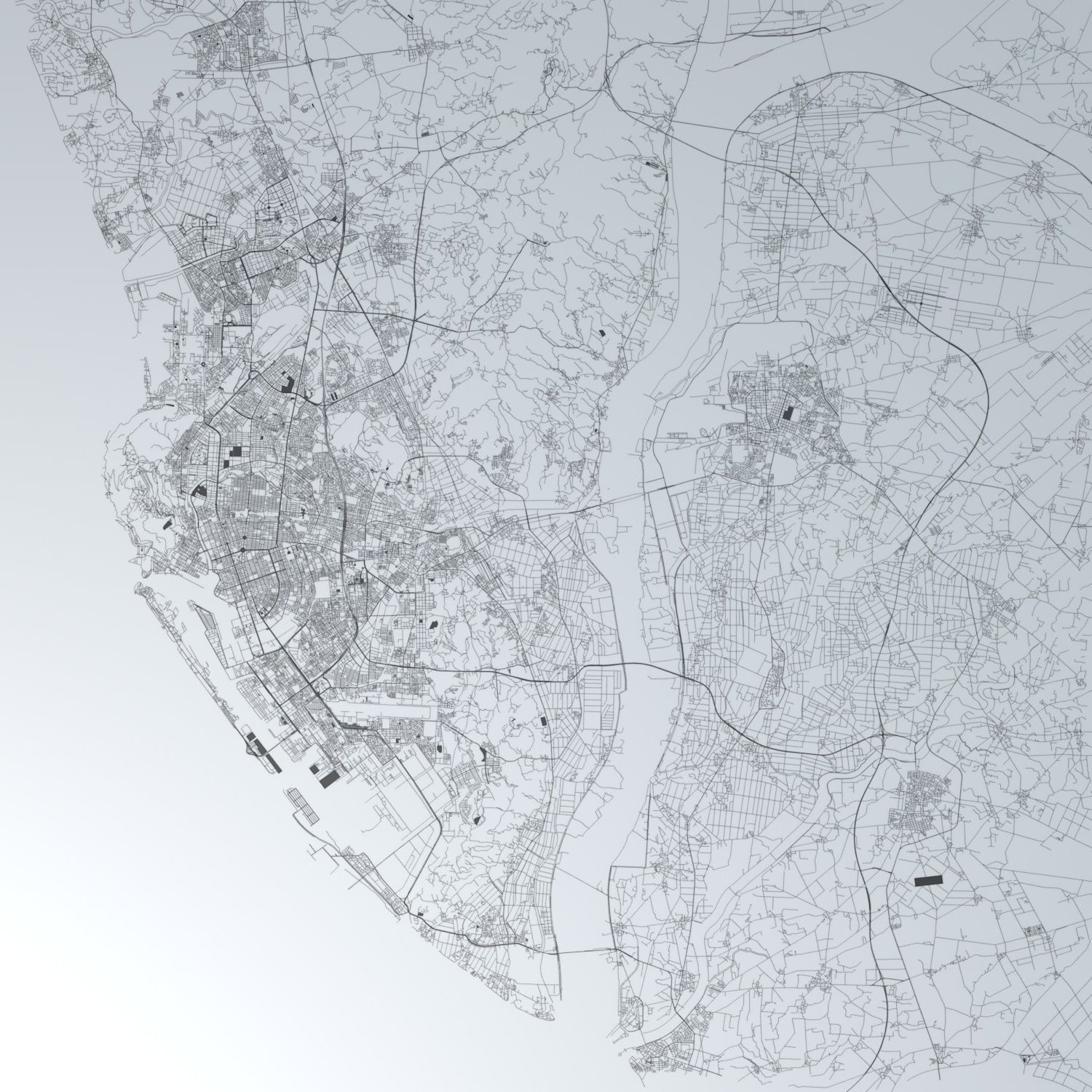 Kaohsiung City Road Network and Streets 3D model_2