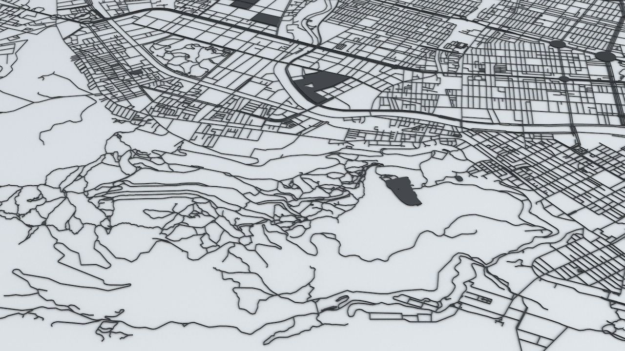 Kaohsiung City Road Network and Streets 3D model_5