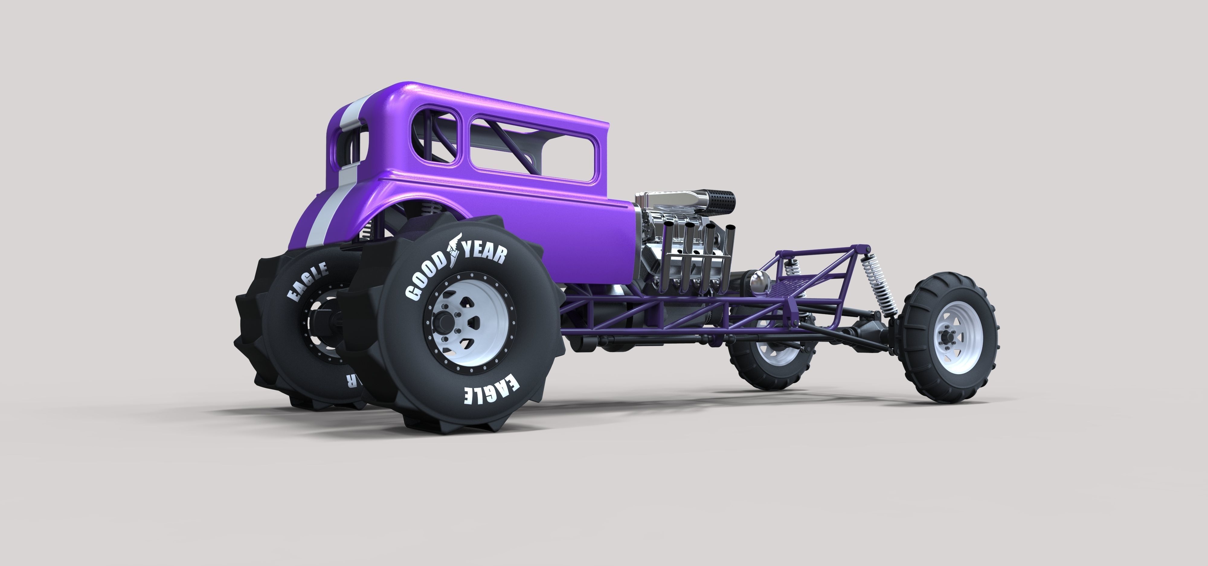 Mud dragster Hot Rod 3D model_10