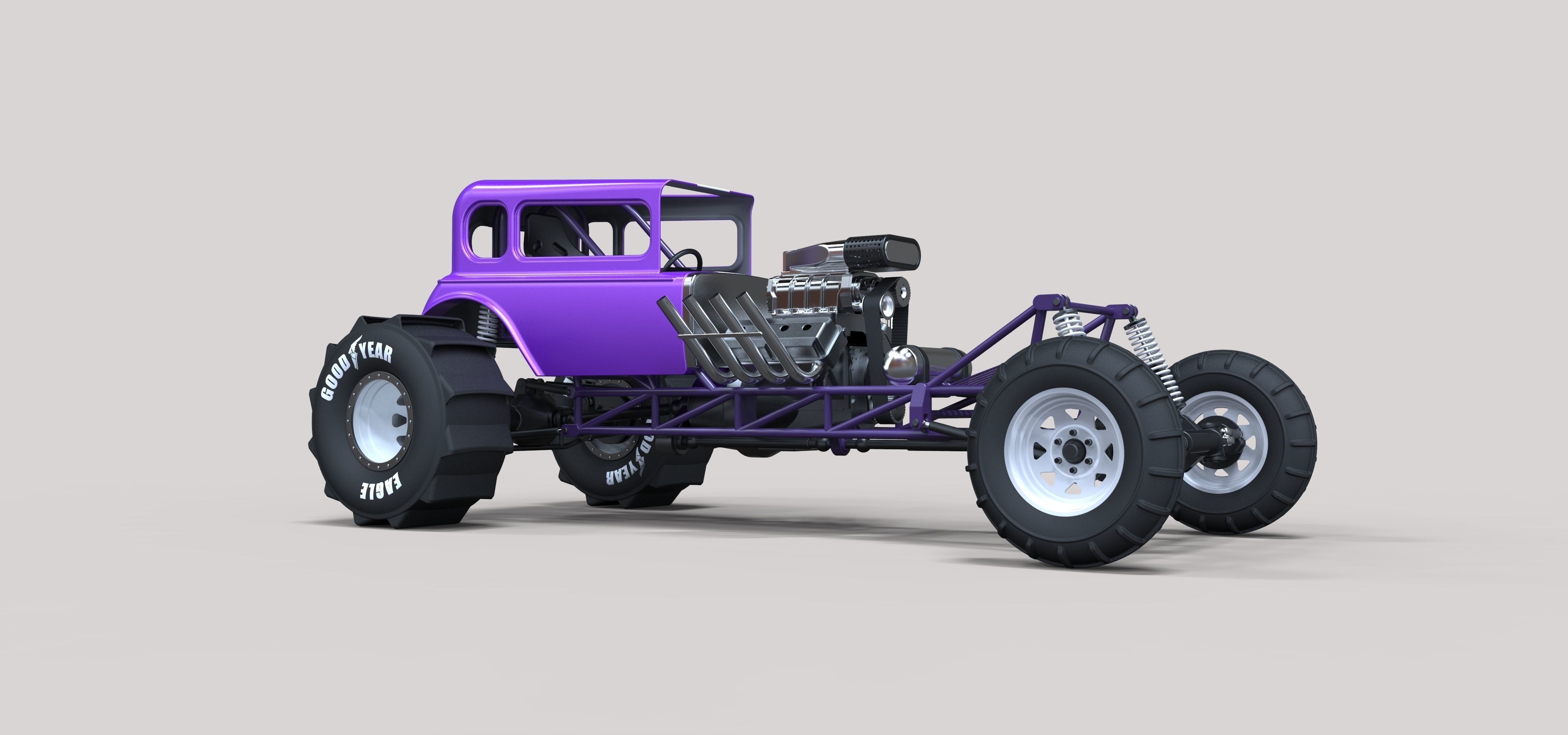 Mud dragster Hot Rod 3D model_1